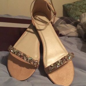 Nude/pink color sandals w/ silver/pink/white gems